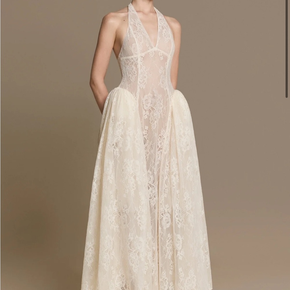 Huong Boutique NWT Ivory Lace Halter Dress - Picture 2 of 9